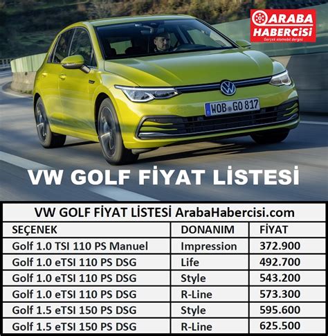 Volkswagen golf 2022 fiyat listesi